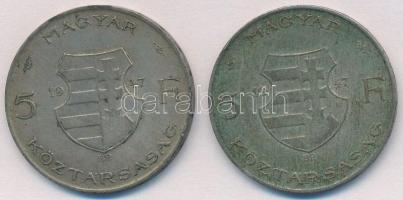 1947. 5Ft Ag "Kossuth" (2x) T:2- patina