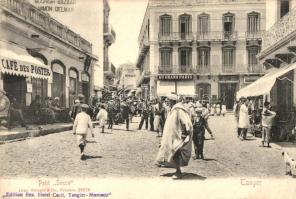 Tangier, Tanger; Petit Socco / street, café, post office
