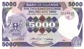 Uganda 1983-1985. 50Sh, 100Sh, 500Sh, 1000Sh, 5000Sh kpl.sor T:I