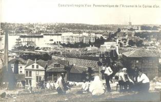 Constantinople, Istanbul; Vue Panoramique de lArsenal, la Corne dor / general view, arsenal, ships