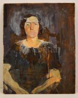 Jelzés nélkül: Női portré, olaj, karton, 75×60 cm