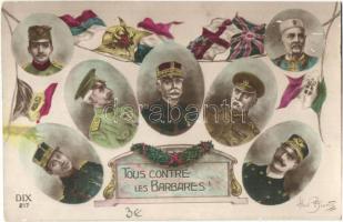 Allies of World War I (Entente Powers) propaganda card with flags, s: Albert Beerts
