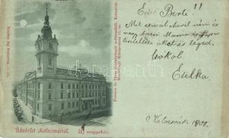 1900 Kolozsvár, Cluj; Új megyeház, este / new county hall, nigth (kopott élek / worn edges)