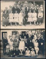 cca 1930 Falusi esküvők, 2 db csoportkép, hátulján feliratozva, 9×14 cm