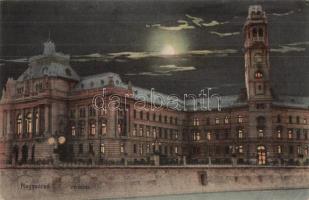 Nagyvárad, Oradea; Városháza este / town hall at night (EK)
