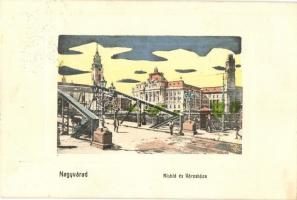 Nagyvárad, Oradea; Kishíd és Városháza / bridge, town hall