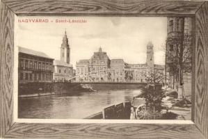 Nagyvárad, Oradea; Szent László tér, híd, Gazdasági Iparbank / square, bridge, bank