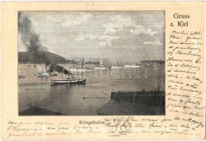 Kiel, Kriegshafen / Imperial German Navy harbor with battleships (EK)