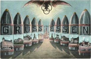 Essen, Krupp factory advertisement card with town-view pictres