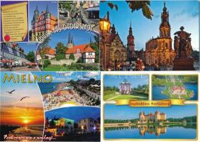 15 db MODERN külföldi képeslap német bélyegzésekkel / 15 modern European town-view postcards with German stampings