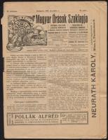 1909 a Magyar Órások Szaklapja 11. évf. 23. száma, érdekes írásokkal, kis sérülésekkel