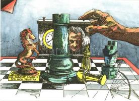 10 db MODERN sakkos karikatúra képeslap / 10 modern art postcards with caricatures about chess