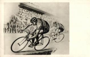 4 db MODERN sport motívumlap, kerékpárversenyzők / 4 modern sport motive postcards, cyclists