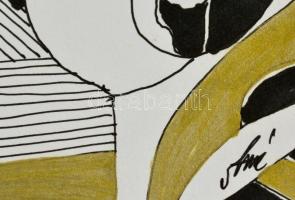 Szász jelzéssel: Arcok III. Vegyes technika, papír, 18×12 cm