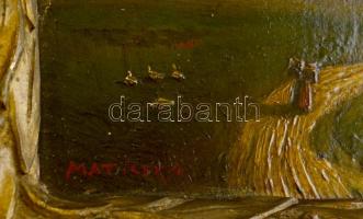 Maticska jelzéssel: Templom előtt, olaj, fa, keretben, 19,5×11,5 cm