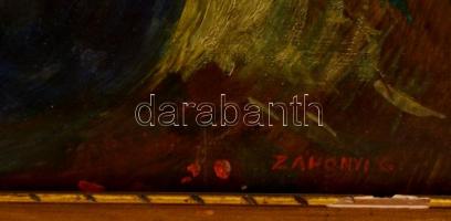 Záhonyi jelzéssel: Virágcsendélet. Olaj, farost, üvegezett keretben, 44×34 cm