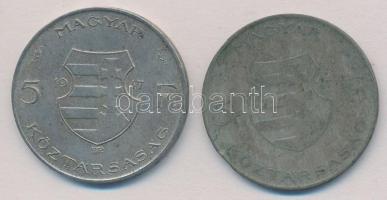 1947. 5Ft Ag "Kossuth" (2x) T:2-,3 patina