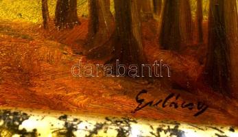 Gulácsy jelzéssel: Erdő közepében, olaj, fa, keretben, 12,5×17,5 cm