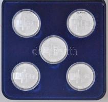 2011. "Liszt Ferenc év" 5db-os ezüstözött Cu-Zn emlékérem szett, eredeti dísztokban, tanús...