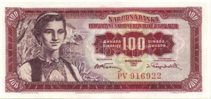 Jugoszlávia 1955. 100D + 1965. 5D T:I