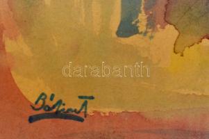 Bálint jelzéssel: Lány a lámpafényben, akvarell, papír, üvegezett fa keretben, 42,5×29 cm