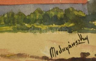 Mednyánszky jelzéssel: Házsor, akvarell, papír, üvegezett fa keretben, 23×31 cm