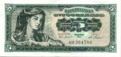 Jugoszlávia 1955. 100D + 1965. 5D T:I