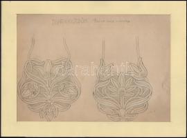 Lotz jelzéssel: 2 db mintaterv, vegyes technika, papír, paszpartuban, 33×22 cm