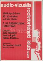 1989 Audio-Vizuális Rocktörténeti Klub MMIK plakát, klubvezető: Schuster Lóránt 42x29,5 cm
