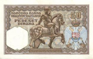 Jugoszlávia 1931.12.1. 50D T:II+ Csak egyszer hajtva!