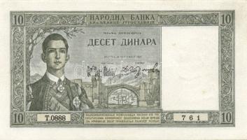 Jugoszlávia 1939.9.22. 10D T:I