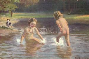 22 db RÉGI gyermek művész motívumlap / 22 pre-1945 children art motive cards