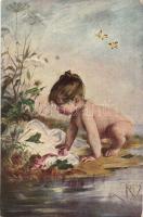 22 db RÉGI gyermek művész motívumlap / 22 pre-1945 children art motive cards