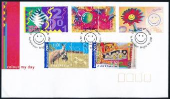 Üdvözlőbélyeg szelvényes sor FDC-n, Greetings stamps set with coupon FDC