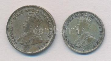 Ceylon 1925. 25c Ag + 1928. 10c Ag "V. György" T:2,2- patina
Ceylon 1925. 25 Cents Ag + 1...