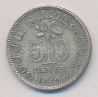 Ceylon 1924. 50c Ag "V. György" T:2 Ceylon 1924. 50 Cents Ag "George V" C:XF