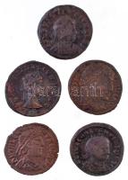 5db-os vegyes római rézpénz tétel a Kr. u. IV. századból T:2-,3 5pcs of Roman copper coins from the 4th century AD C:VF,F