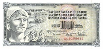 Jugoszlávia 1978. 10D, 20D, 50D, 100D, 500D, 1000D komplett sor! T:I