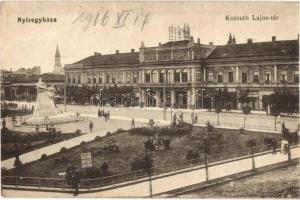 1916 Nyíregyháza, Kossuth Lajos tér és szobor (EK)