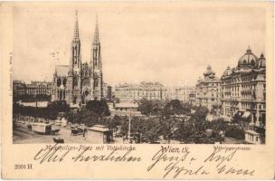 Vienna, Wien IX. Maximilian Platz mit Votivkirche, Währingerstrasse / square, church, street