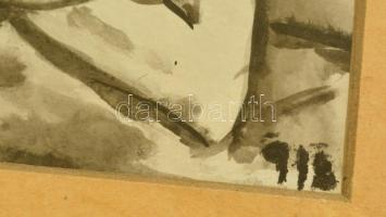 Jelzés nélkül: Fekvő akt. Tus, papír, üvegezett keretben, 20×17 cm