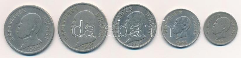 Haiti 1904-1908. 5c-50c (5xklf) T:2,2-,3 Haiti 1904-1908. 5 Centimes - 50 Centimes (5xdiff) C:XF,VF,F
