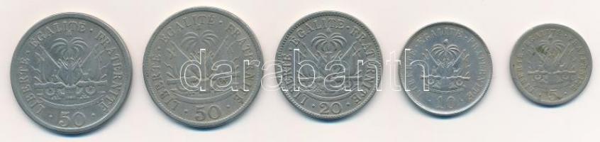 Haiti 1904-1908. 5c-50c (5xklf) T:2,2-,3
Haiti 1904-1908. 5 Centimes - 50 Centimes (5xdiff) C:XF,VF...