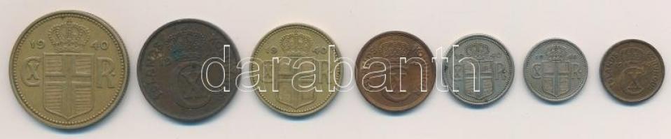 Izland 1940. 1e-2K (7xklf) T:2
Iceland 1940. 1 Eyrir - 2 Kronur (7xdiff) C:XF