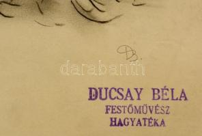 Ducsay Béla (1893-1967): Strandon. Szén, papír, jelzett, 21×34 cm