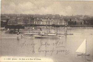 Geneva, Geneve; La Jetée et le Quai du Leman / SS Helvetie