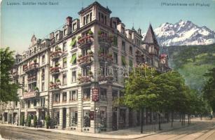 Lucerne, Luzern; Schiller Hotel Grani, Pilatustrasse mit Pilatus