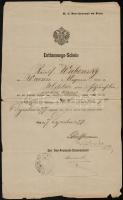 1877 Pola, K. k. See-Arsenal zu Pola, Katonai elbocsátó levél