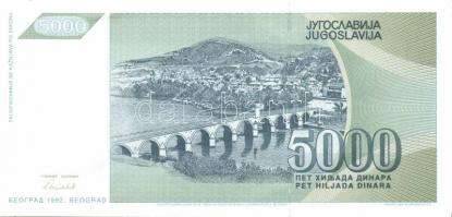 Jugoszlávia 1992. 100D, 500D, 1000D, 5000D, 10.000D, 50.000D komplett sor! T:I