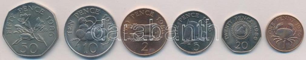 Guernsey 1986. 1p-50p (6xklf) T:1- Guernsey 1986. 1 Penny - 50 Pence (6xdiff) C:AU